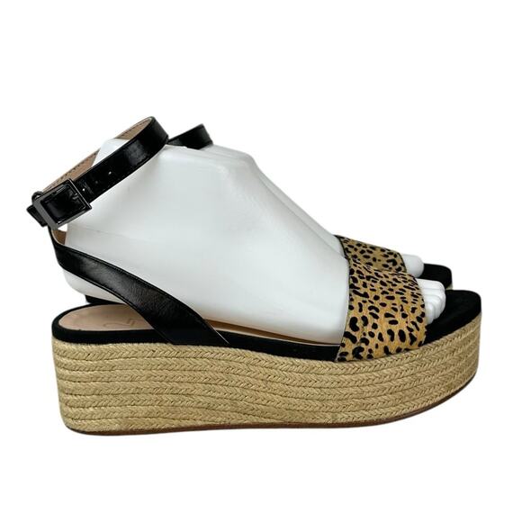 27 Edit Naturalizer Jamari Platform Espadrille Sandals Cow Hair Leopard Print 8 - Picture 2 of 11